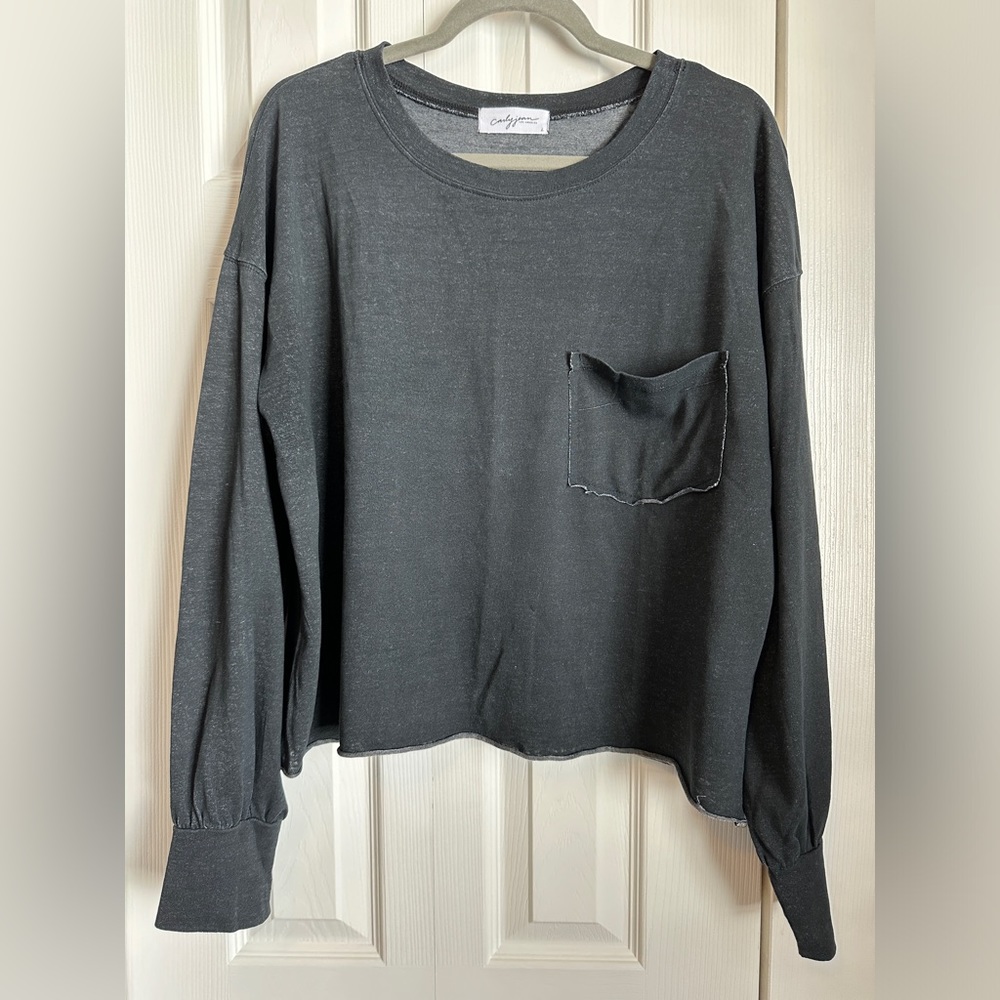CJLA “Coast” relaxed pullover in Lg. Semi-distressed look, black.